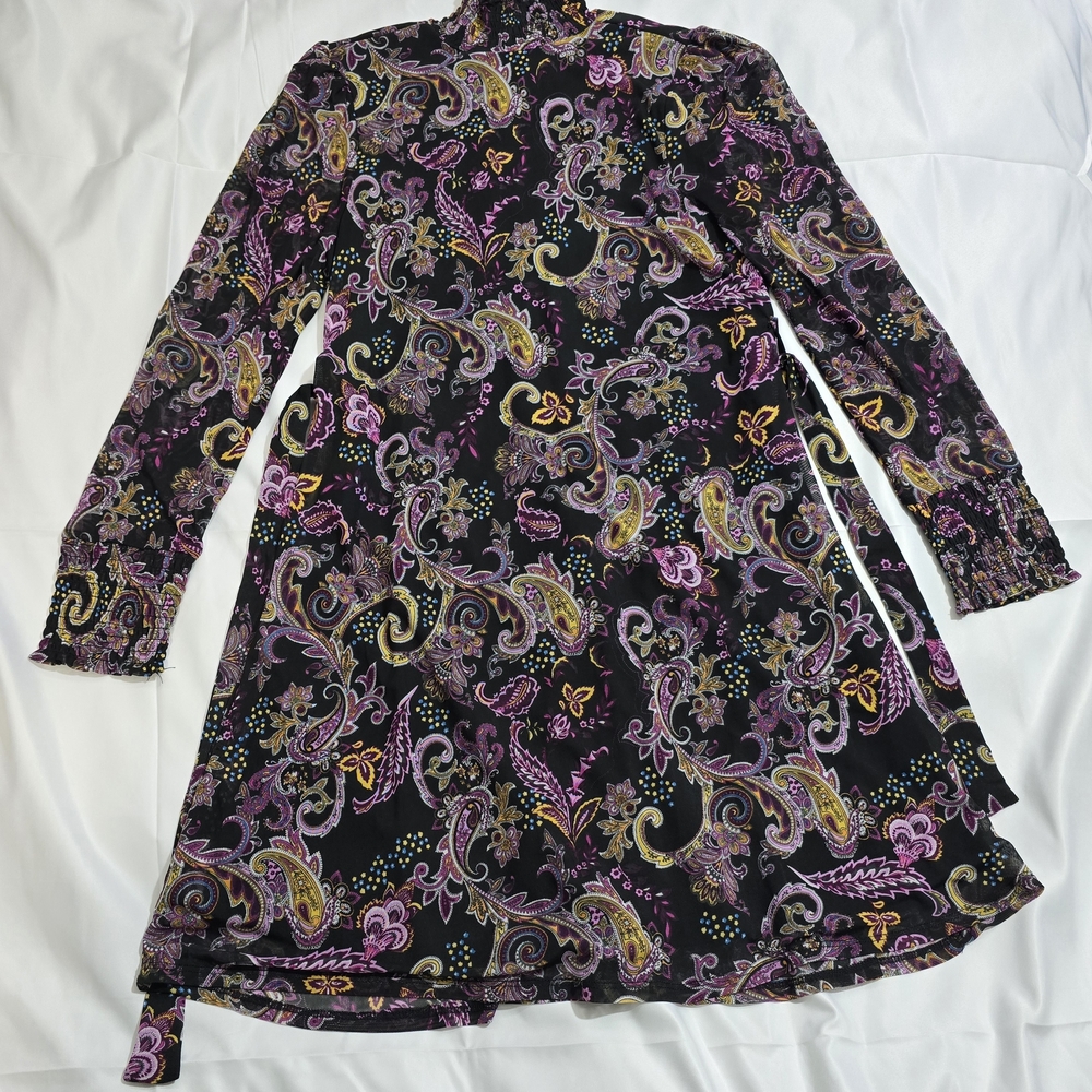 Absolutely Famous Black and Purple Paisley Dress